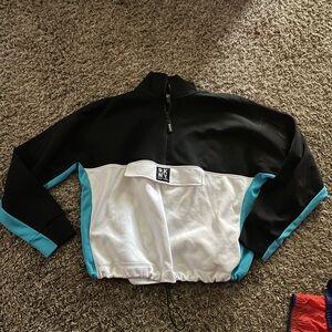 DKNY Black and White Half-Zip Pullover